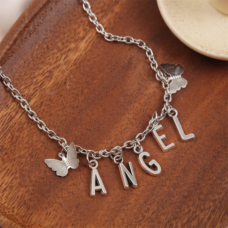 European And American Personalized Metal Butterfly Angel Letter Necklace Creative Fashion Punk Exaggerated Pendant Jewelry display picture 4