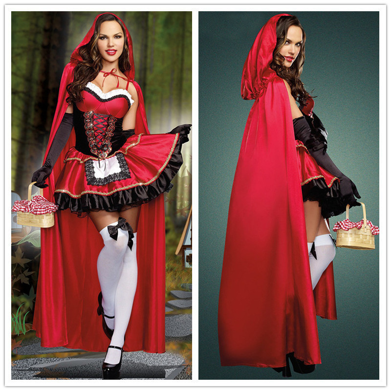 Halloween Cloak Long Little Red Riding Hood Cloak Snow White Princess Costume Halloween Christmas Uniform ds Stage Costume