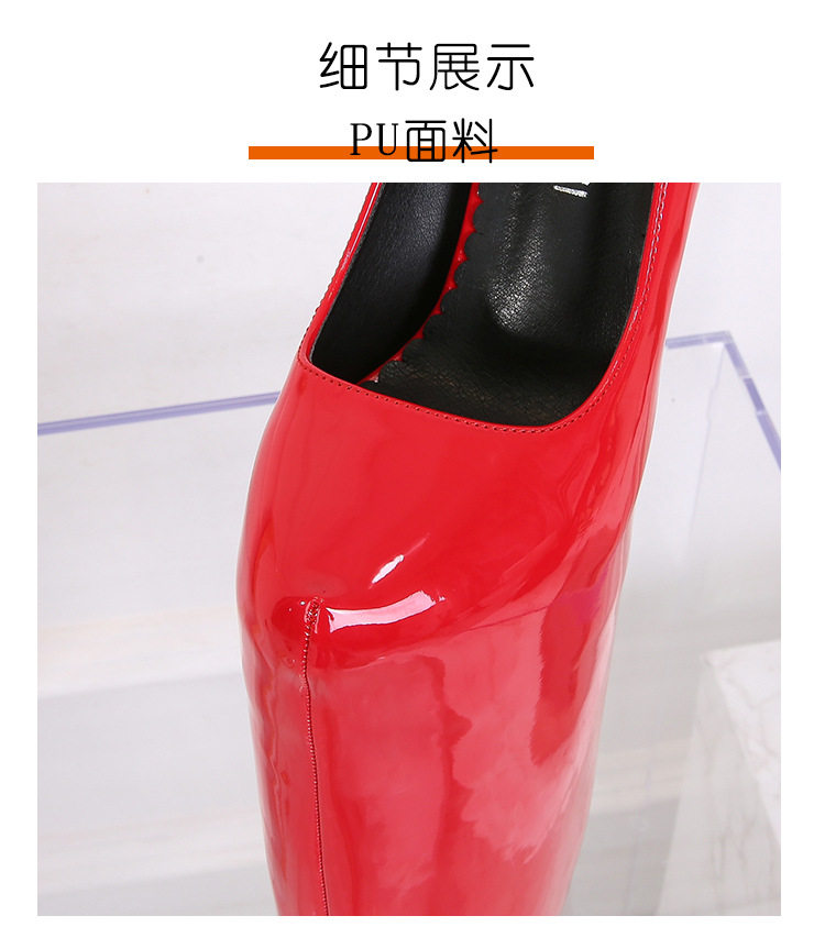 Giày cao gót nữ gót nhọn siêu cao trên 8 cm mũi tròn — Màu đen, Màu đỏ, Đỏ đào chi tiết 6