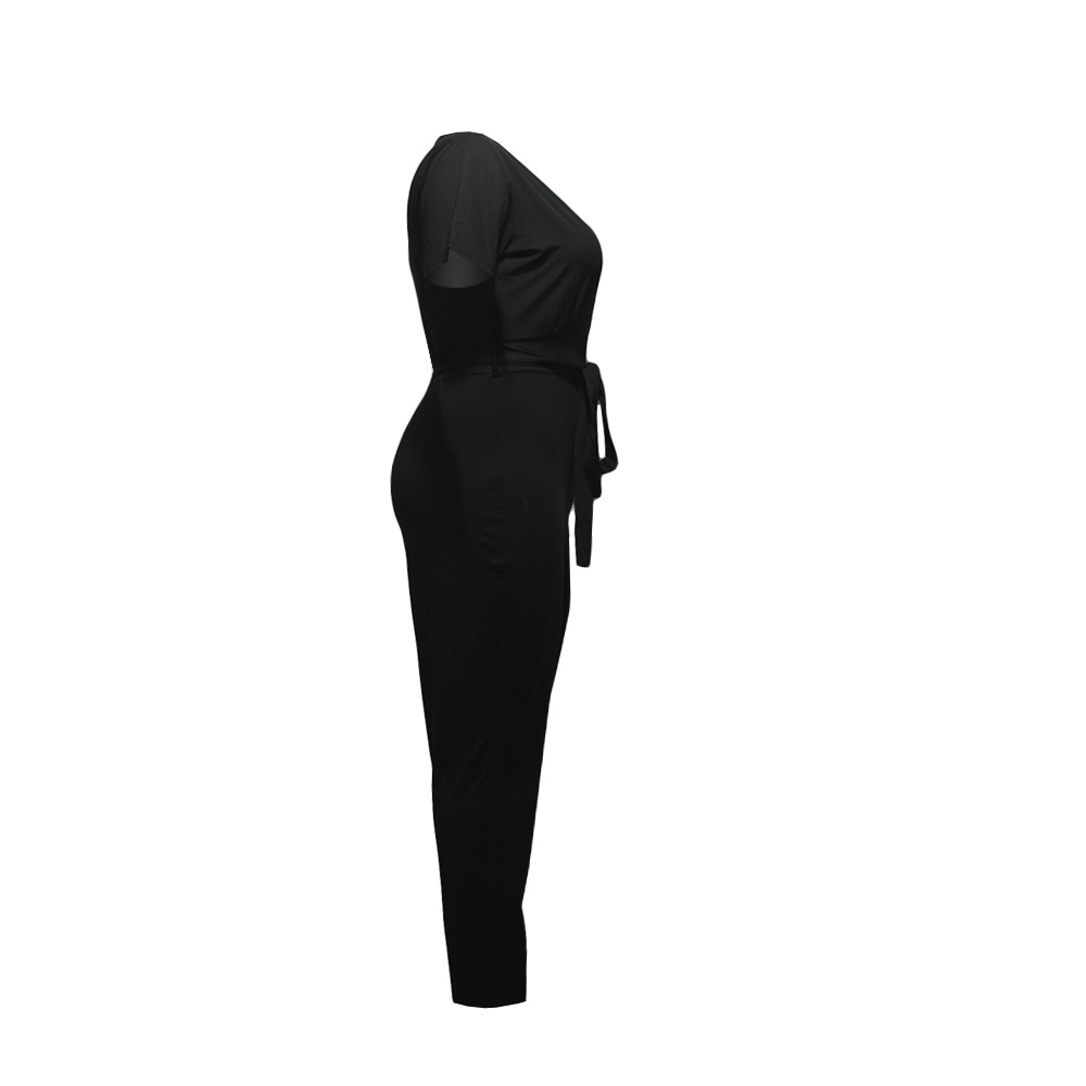 Women's Fashion V-neck Waistband Wide-leg Pants Suit