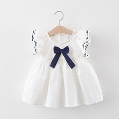 Summer 2021 New Girl Baby College Style Dress with Wing Sleeves, Korean Version Children's Dress, One Piece Dropshipping Cross-border