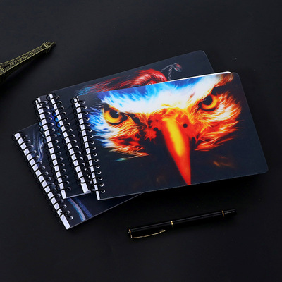 厂家定制PET光栅片立体图案封面线圈本A5便携3D笔记本可定制图案