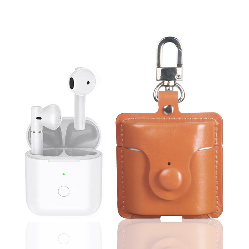 Applicable QCY t8 earphone case real wireless earphone case QCY t8 storage protection leather case with hook manufacturer