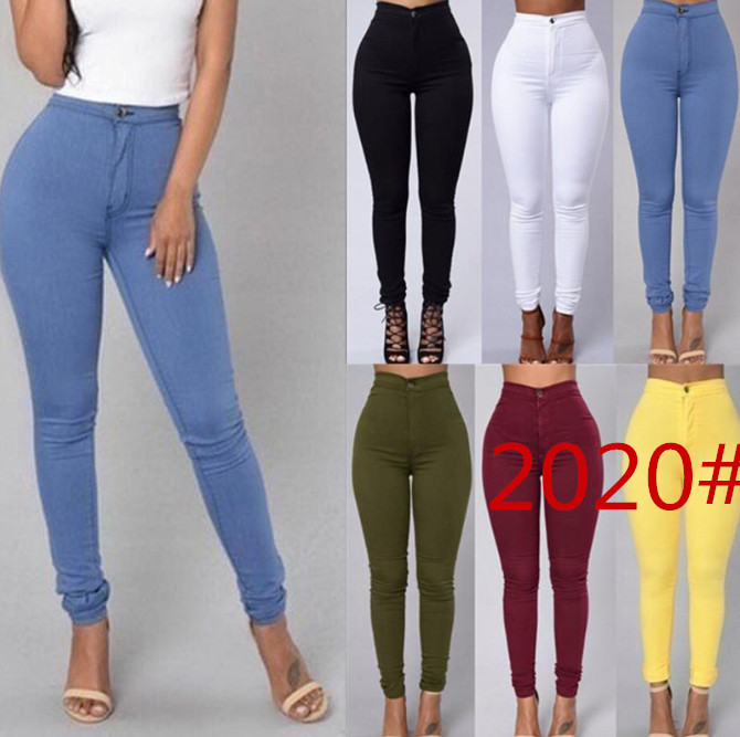 跨境ebay速卖通外贸欧美女装拼接高腰紧身显瘦弹力小脚裤