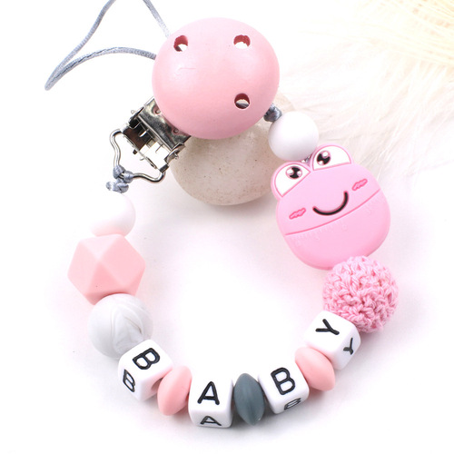 Amazon's new cartoon frog silicone pacifier chain INS baby teether soothes and prevents the chain from falling off baby products