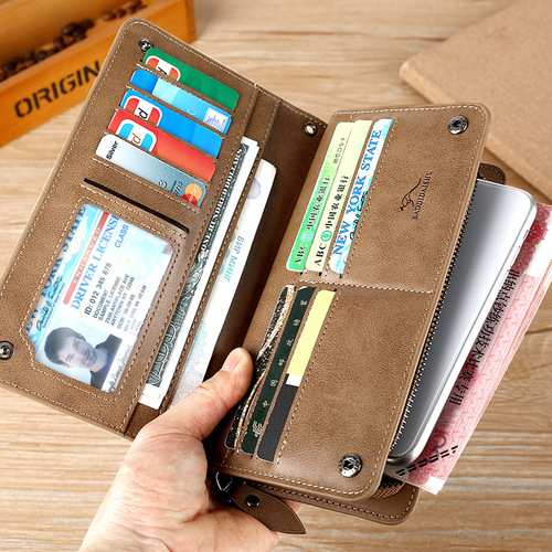 Bodi Kangaroo Wallet Men's Leather Wallet Long Men Wallet Handbag Large Capacity Q002 Cross-Border Foreign Trade