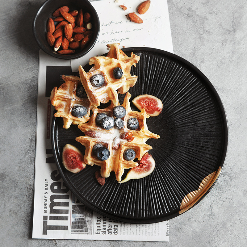 Plato en relieve de jade de tinta de Wujin, estilo nórdico, cerámica creativa, plato casero de Phnom Penh, plato de verduras, plato de desayuno, plato de fiador de carne