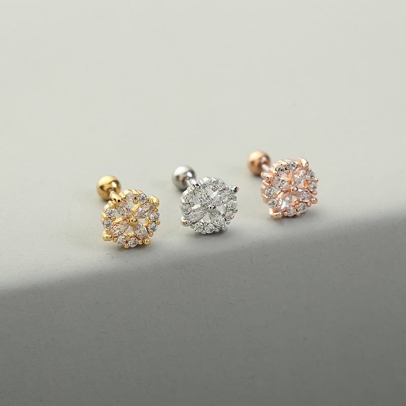 Fashion Star Grape Copper Ear Studs Inlay Zircon Copper Earrings 1 Piece