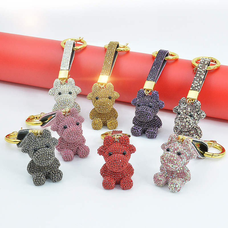 香蔓饰品新款镶钻小牛钥匙扣包包挂件创意牛年生肖钥匙扣活动礼品|ms