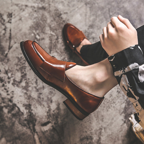 New British style small leather shoes for men, Korean style beanie slip-on leather shoes, pointed toe casual shoes, Taobao 2-J
