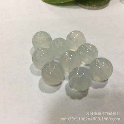 10mm天然淡蓝色玉髓散珠南瓜珠雕刻 发簪手链手工diy制作饰品配件