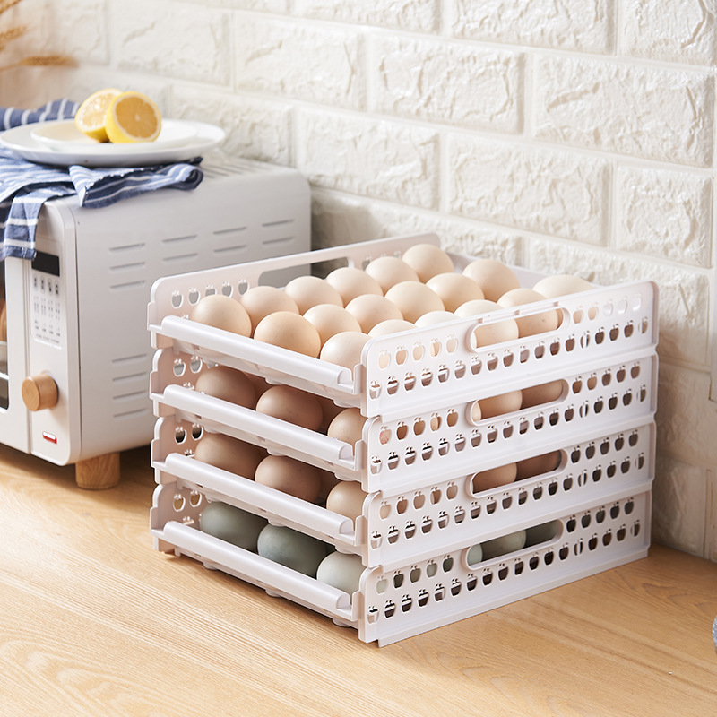 冰箱用放鸡蛋的收纳盒抽屉式保鲜鸡蛋收纳盒架托装鸡蛋多层装蛋格