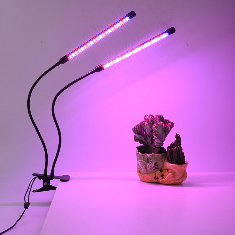 LED植物生长灯全光谱补光20W 双管夹子灯可定时调光 适应室内植物|ru