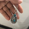 Turquoise retro stone inlay, pendant, necklace, wish, European style, silver 925 sample
