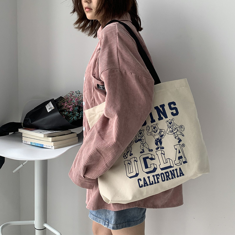 Nueva gran capacidad bolsa de lona de hombro de las mujeres de estilo japonés ulzzang chica suave lindo anime viaje bolsa de yoga ins