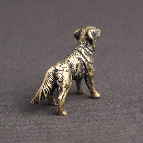 Brass Old Shepherd Dog Desktop Ornaments Twelve Zodiac Dogs Prosperous Fortune Tea Pet Handpieces Paper Toy Small Bronze Wares Wholesale