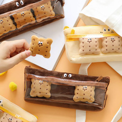 Double layer snack sandwich biscuit plush pencil bag ins style Japanese student cute storage pencil case girly heart