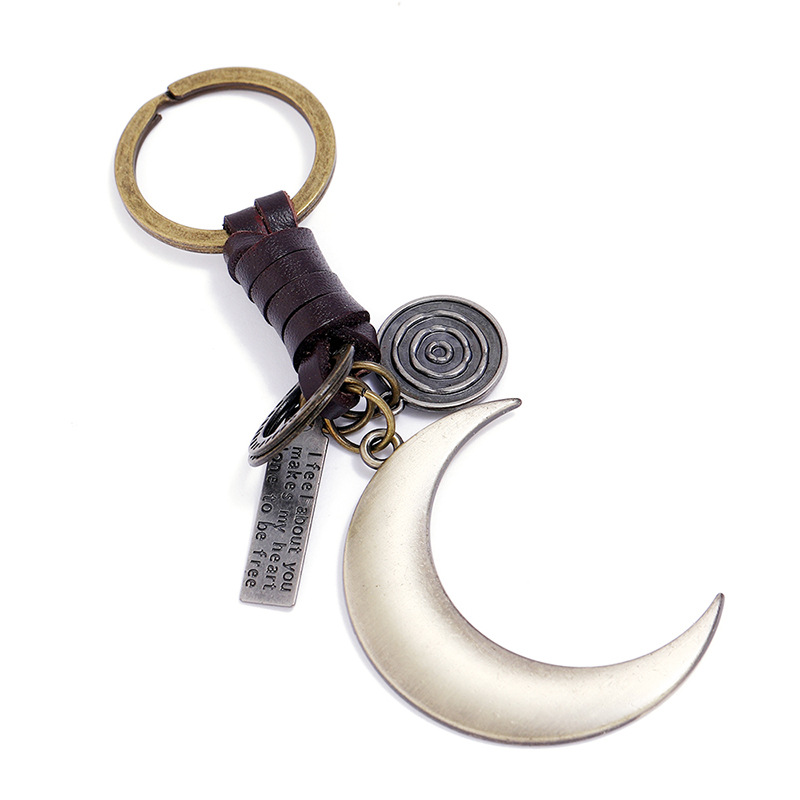 Woven retro leather creative keychain handmade
