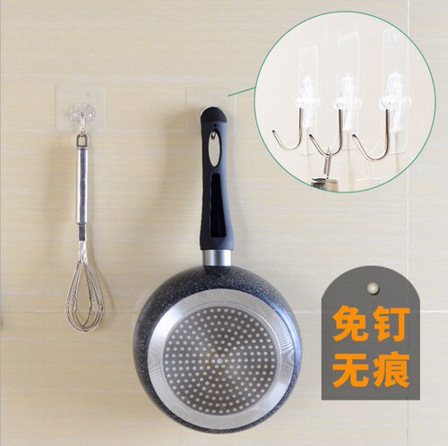 Factory bathroom strong adhesive hook floor stall wholesale seamless transparent hook nail-free clothes magic sticky hook