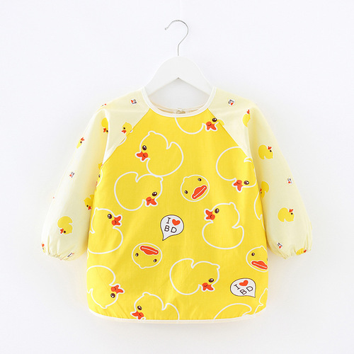 Pure cotton baby eating hood, children's apron, child protective clothing, kindergarten reverse dressing, waterproof spring and summer thin section