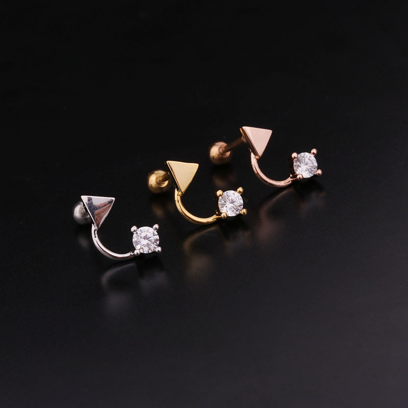 Ear Cartilage Rings & Studs Lady Geometric 316 Stainless Steel  Copper Inlaid Zircon display picture 8