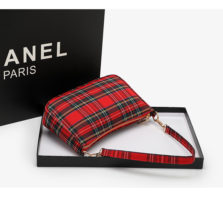 Damestassen 2023 Koreaanse versie van de nieuwe internetberoemdheid geruite baguette okseltas canvas tas literaire retro cross-body schoudertas_voghion.com