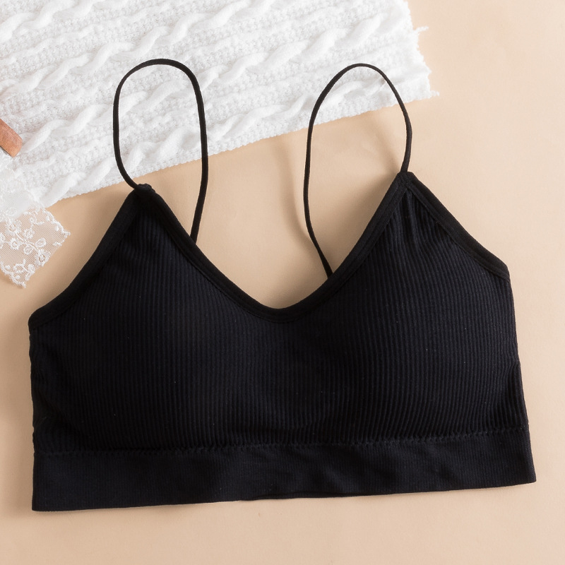 Correa de hombro delgada color sólido envuelto pecho verano ligero y cómodo con almohadilla de pecho transpirable tubo inalámbrico superior chica belleza espalda ropa interior
