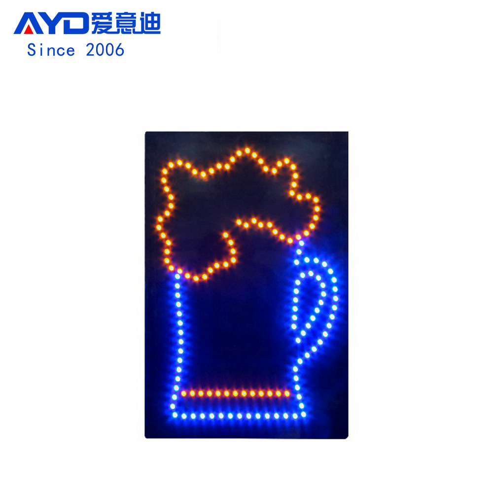 跨境LED广告牌酒吧啤酒灯箱图案个性定制 LED Beer Sign 60x30cm