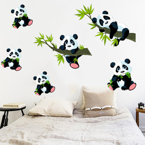 Kunshang cross-border new bamboo panda wall stickers for living room, bedroom and children's room decoration removable stickers KS6773