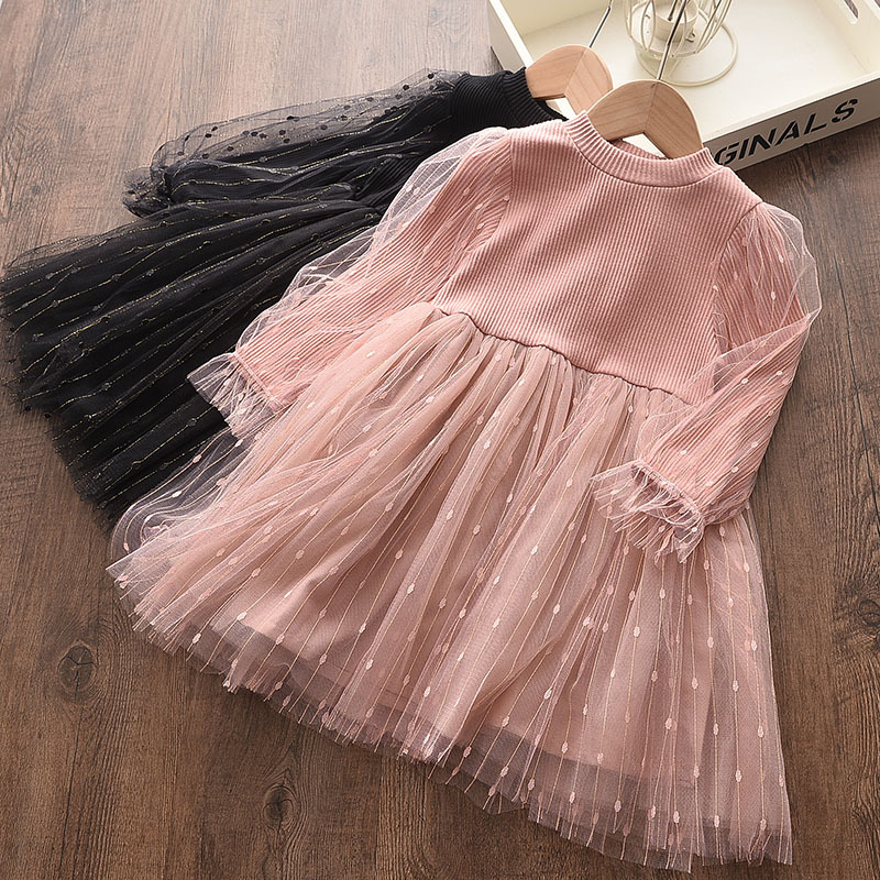 Princess Solid Color Cotton Mesh Yarn Girls Dresses display picture 1