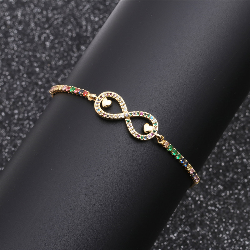 hot sale micro inlaid zircon color infinity heartshaped adjustable bracelet wholesale nihaojewelrypicture5