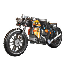 宇星23005競速摩托車機電動遙控科技機械男孩益智拼插裝積木玩具