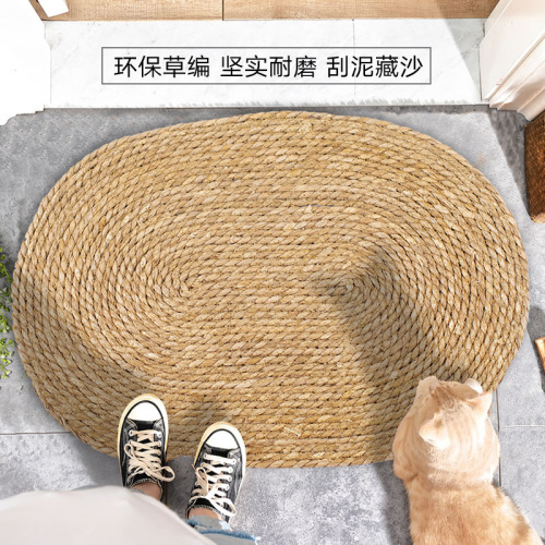 Water grass woven carpet round simple tatami near jute living room carpet bedroom bedside blanket photography decoration