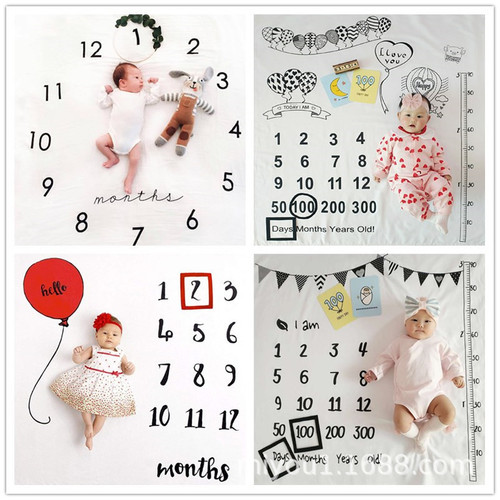 Baby milestone month photography backdrop number photo blanket background cloth photography prop dropshipping one piece