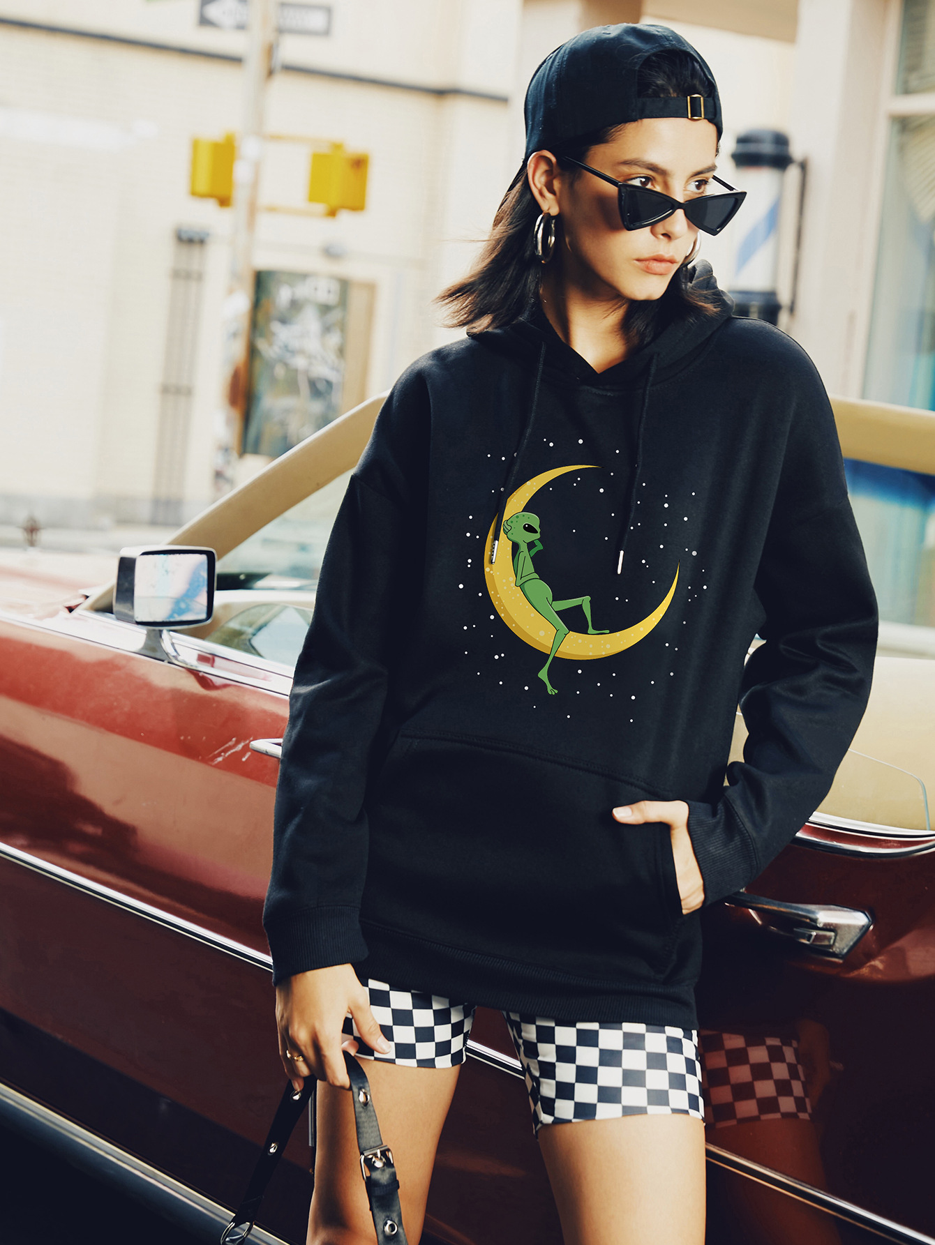 women s alien print street casual hooded sweater hoodies for women NSSN1747