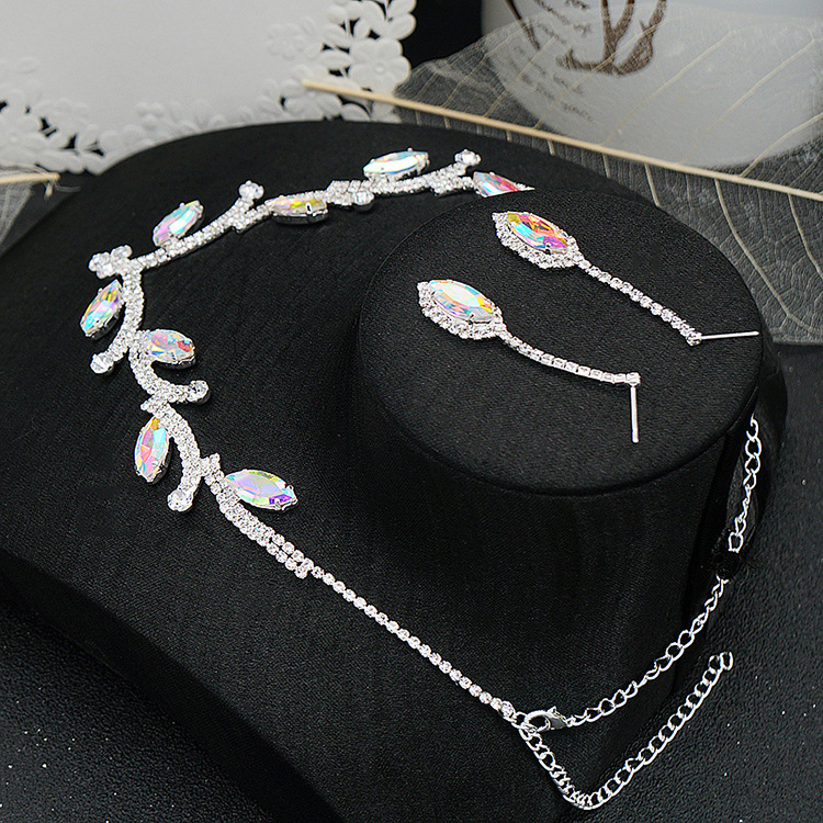 Artificial Crystal Copper Elegant Glam Leaves Rhinestones Jewelry Set display picture 2