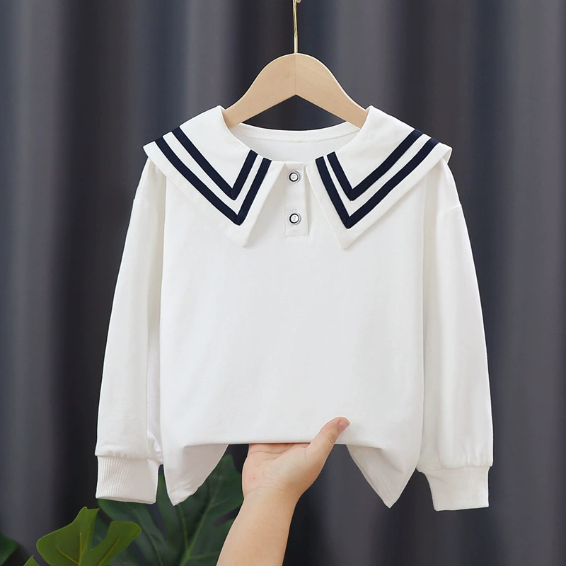 Осенняя толстовка, детская милая хлопковая/navy длинные рукава для принцессы, западный стиль, для подростков