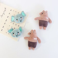 抱抱熊和小象是好朋友秋冬毛絨卡通胸針熊熊大象公仔別針輔料配飾