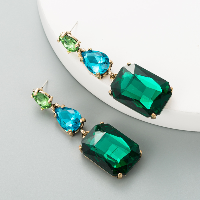 Fashion Geometric Diamond Alloy Artificial Gemstones Earrings display picture 3
