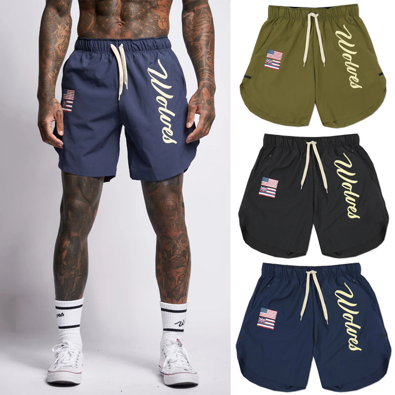 Muscle New Summer Fitness bodybuilding shorts men's brothers quick-drying basketball squat jogging seaside sports beach pants