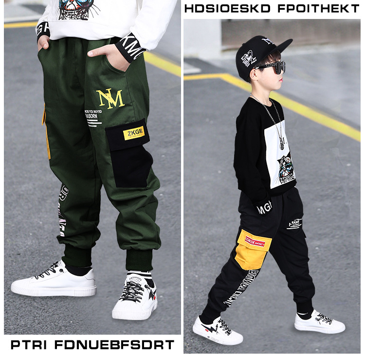 Pantaloni da lavoro alla moda di marca per ragazzi Zhongda per bambini allentati casual edizione coreana 2023 Primavera e_voghion.com