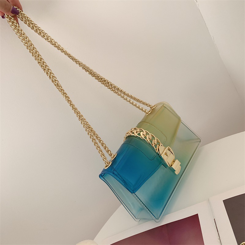 Summer 2025 new gradient jelly bag, fashionable color-blocking chain bag, crossbody single-shoulder bag, ladies' small bag undefined