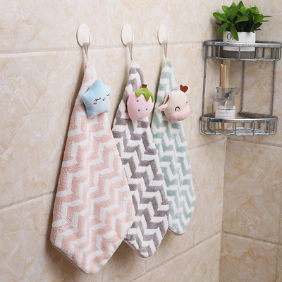 卡通挂式吸水擦手巾厨房卫生间儿童家用可爱韩国搽手帕毛巾|ms