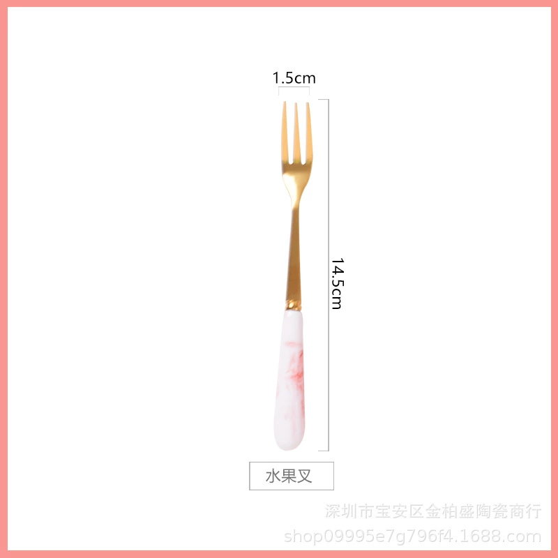 Tableware stainless steel — Ceramic-handle cutlery, marble patterns, coffee & fruit forks, 5-piece sets