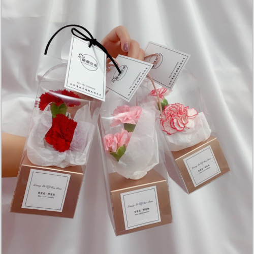Single rose packaging transparent portable flower arrangement box PVC folding flower box hug bucket 38-section flower packaging box