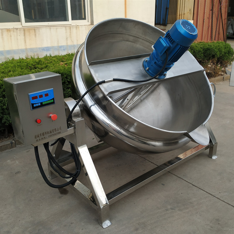 不锈钢自动酱料炒制机器 300L可倾斜式熬牛肉酱设备 不糊底夹层锅