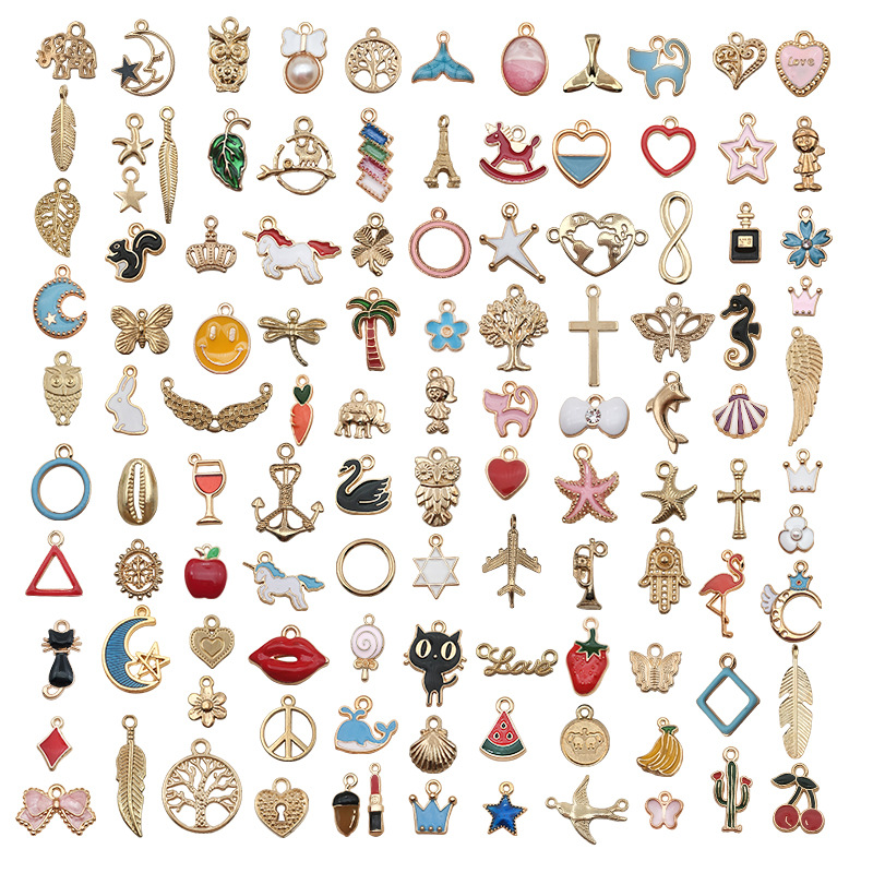 DIY Jewelry Accessories Classification 1 Set 10-20mm Alloy Heart Shape Cat Flower Pendant
