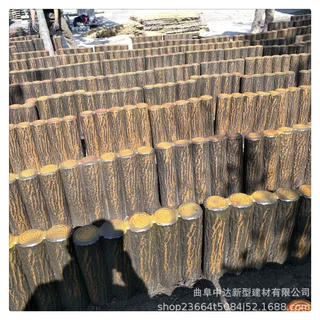 定制仿木桩长春厂家 户外河道仿树皮护栏 景区混凝土仿木桩