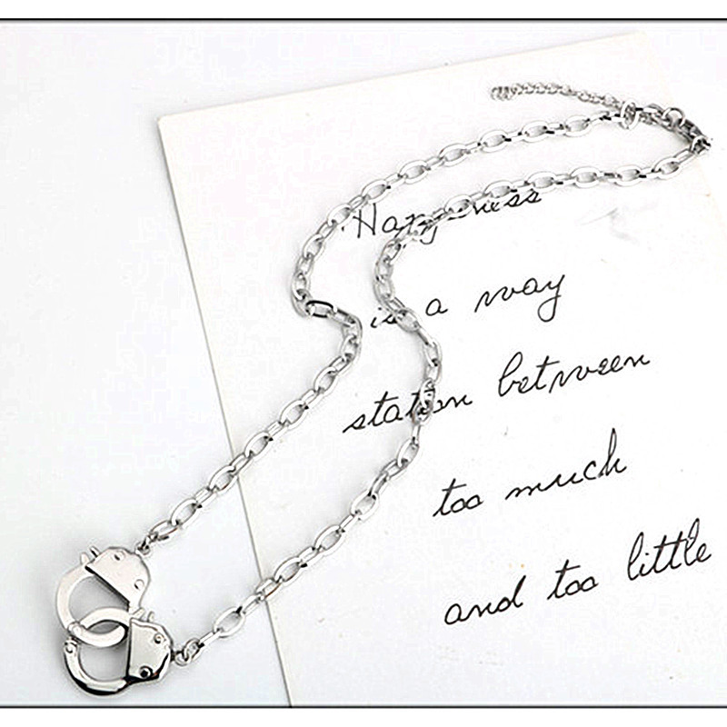 New titanium handcuffs necklace, hip-hop trendy men's pendant, stainless steel jewelry_voghion.com