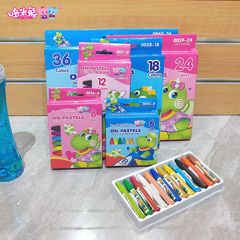 宝贝龙油画棒6色8色12色18色24色36色环保丝滑蜡笔学生绘画奖批发|ms
